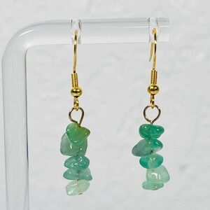 Green Aventurine Chip Stone Drop Earrings
